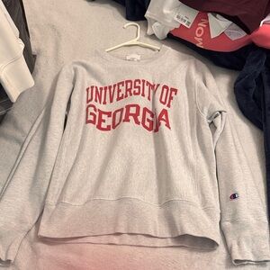 Champion Gray and Red University of Georgia Women's Hoodie